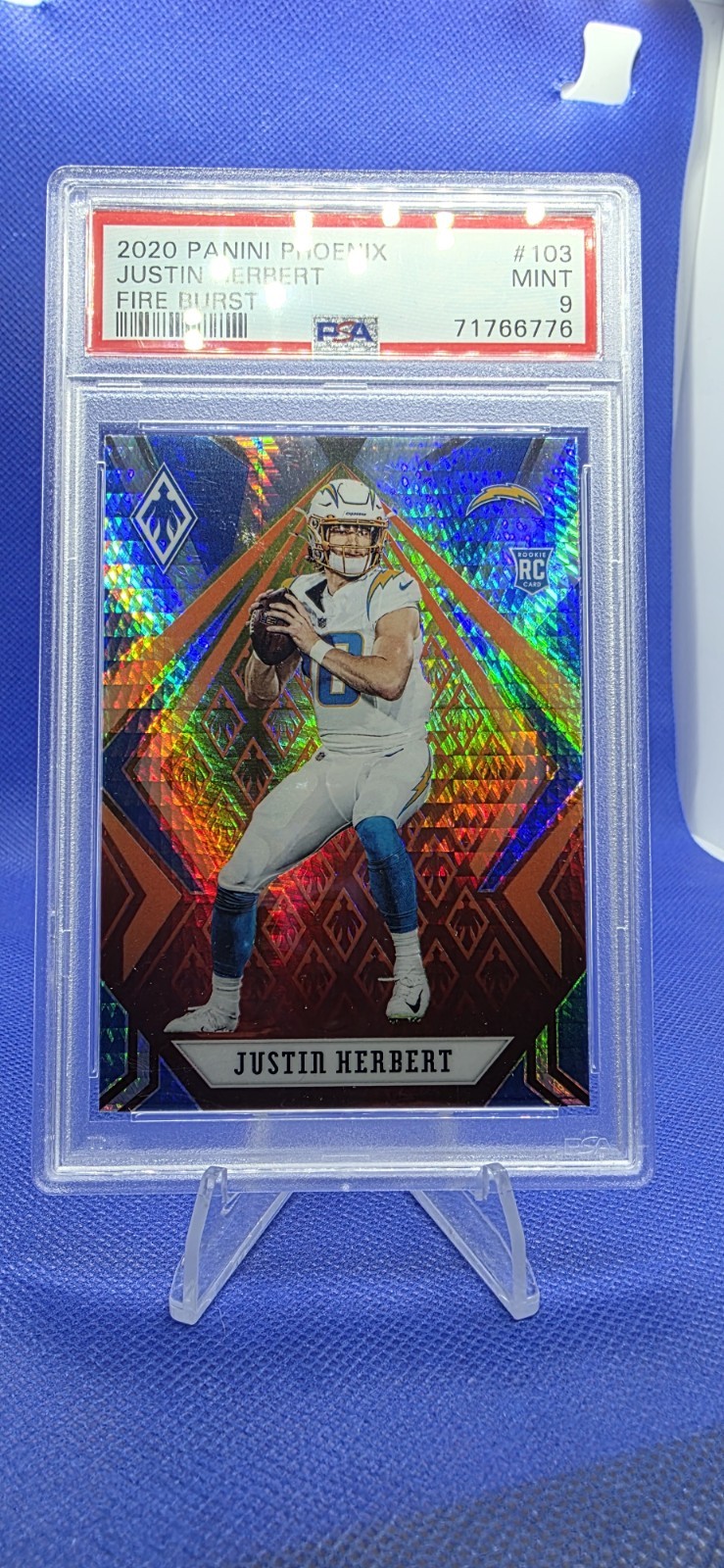 2020 Phoenix JUSTIN HERBERT Fire Burst #103 PSA 9 MINT Rookie RC Chargers