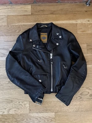 CHAQUETA MOTO SCHOTT NYC Mujer Recortada PERFECTA 1 ESTRELLA CUERO 218W XS $970 - Imagen 1 de 4