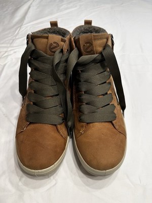 Ecco Soft 7 Tred High-top Nubuck Boot In Brown with Olive Green Laces Size 40
