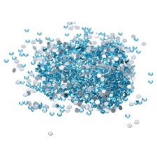 SS6/1440Pcs Glass Diamante Rhinestone, Man Made Gems, Lake Blue