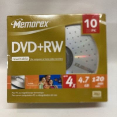 NEW Memorex DVD+RW 4x 4.7 GB 120min Discs 10 Pack Blank Storage Media Sealed
