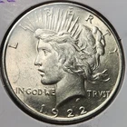 1922 P Peace US Silver Dollar - AU, 90% Silver US Coin, P-2228