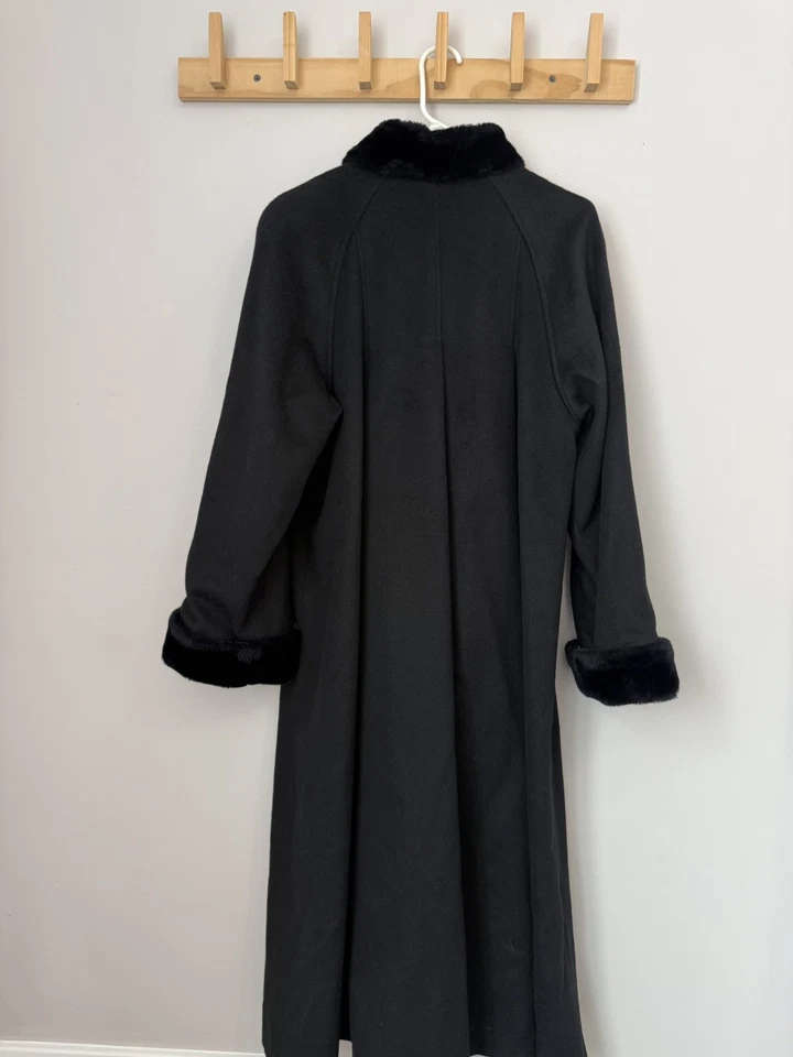 Abrigo largo completo de lana informal vintage para mujer talla 12 negro elegante  Foto 2 de 4