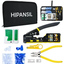 RJ45 Crimp Tool Ethernet Crimper Tool Kit – ALL IN ONE Pass Through Network C...