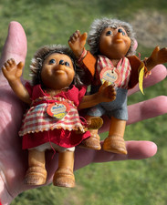 2x Vintage Steiff Macki Hedgehog Dolls 5" Germany Original Tags