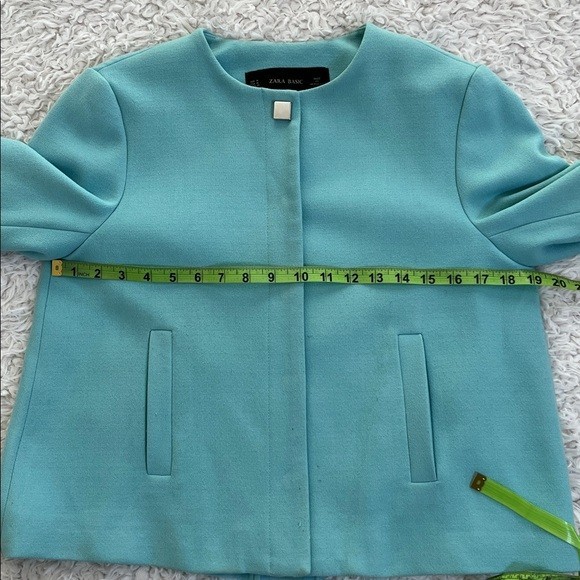 Zara Basic Teal Blazer Medium Acetate Formal Work… - image 9