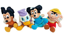 Vintage Disney Plush Lot of 4 Mickey Minnie Scrooge Pinocchio 7 inch