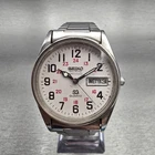 Seiko SQ Railroad Approved Watch Men 34mm White Dial Daydate 8223-8049 New Batt