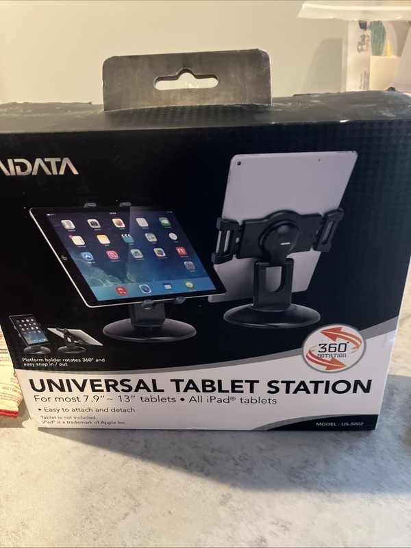 Adjustable 360° Rotating Metal Tablet Stand for 7.9-13" Devices, Black