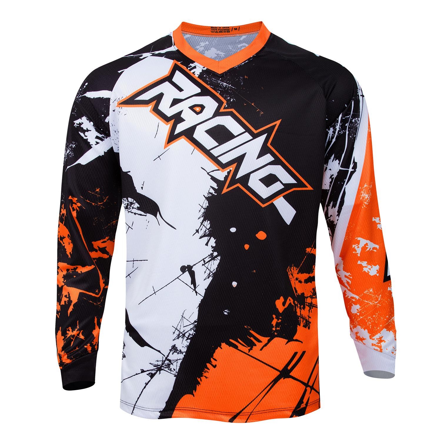 Maglia Uomo MTB Motocross Manica Lunga DH Mountain Bike Shirt Asciugatura Rapida Top