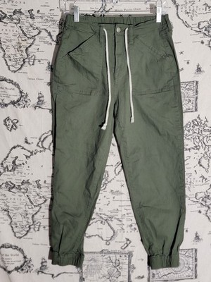 No Boundaries Women s Jogger Pants Olive Green Size M Drawstring Elastic Cuffs