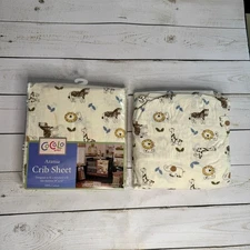Cocalo Baby Azania Crib Sheet Set 2 pc Safari Animals 100% Cotton Giraffe Zebra