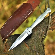 Double-Edged Blade Dagger Boot knife survival EDC Full Tang High Polish Sheath