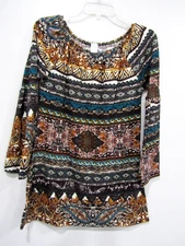 WIN WIN top shirt Sweater Tunic S 6 Bust 36 length 27 brown multicolors