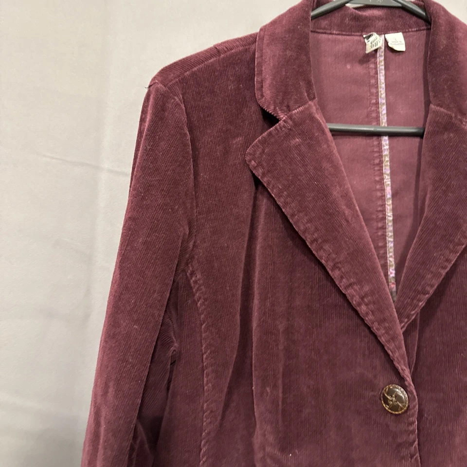 Blazer para mujer St. John's Bay de pana borgoña 3 botones talla L Foto 4 de 4