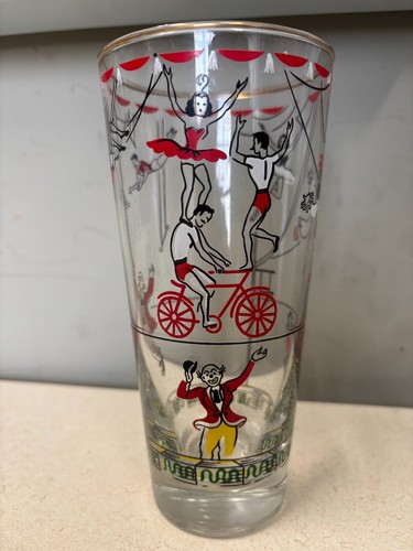 VTG Libbey Glass Day at the Circus 12 oz. Glass Highball Barware Performers - Picture 3 of 3