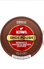 KIWI Waxed Shoe Polish Brown, 1.125 OZ New Rare Protects