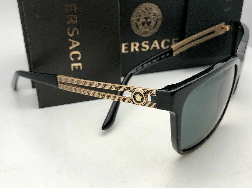 Versace Sunglasses MOD.4307 GB1/87 Shiny Black Gold Logo Frames w/ Grey Lenses Versace Sunglasses 4307 GB1/87 Black Gray | eBay main image 4