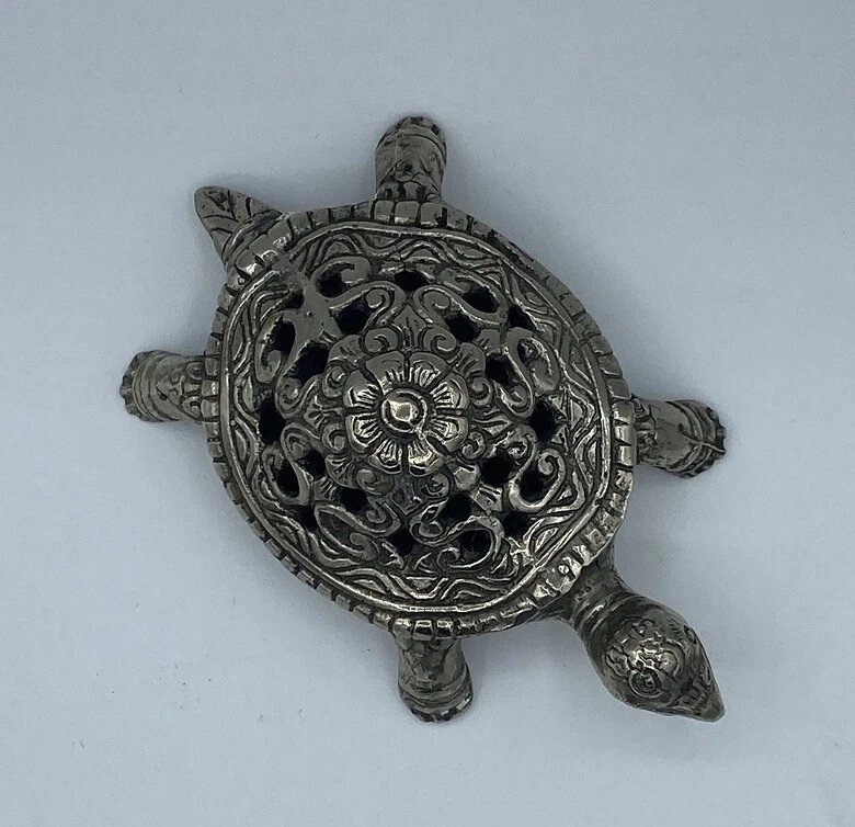 Tartaruga Argento Figura IN Bronzo Scultura Mare Decorazione - Immagine 2 di 2