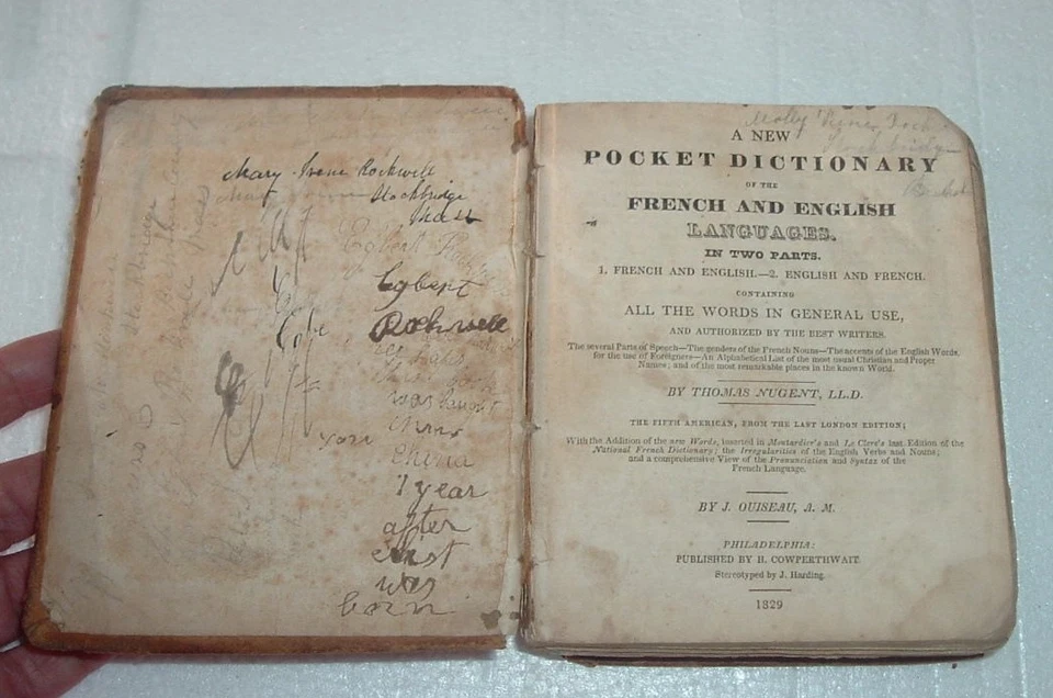 RARE 1829 POCKET DICTIONARY French & English Languages THOMAS NUGENT J OUISEAU - Image 3 of 4
