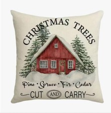 CHRISTMAS TREE FARM Rustic Christmas Throw Pillow Cover Winter Holiday Decor