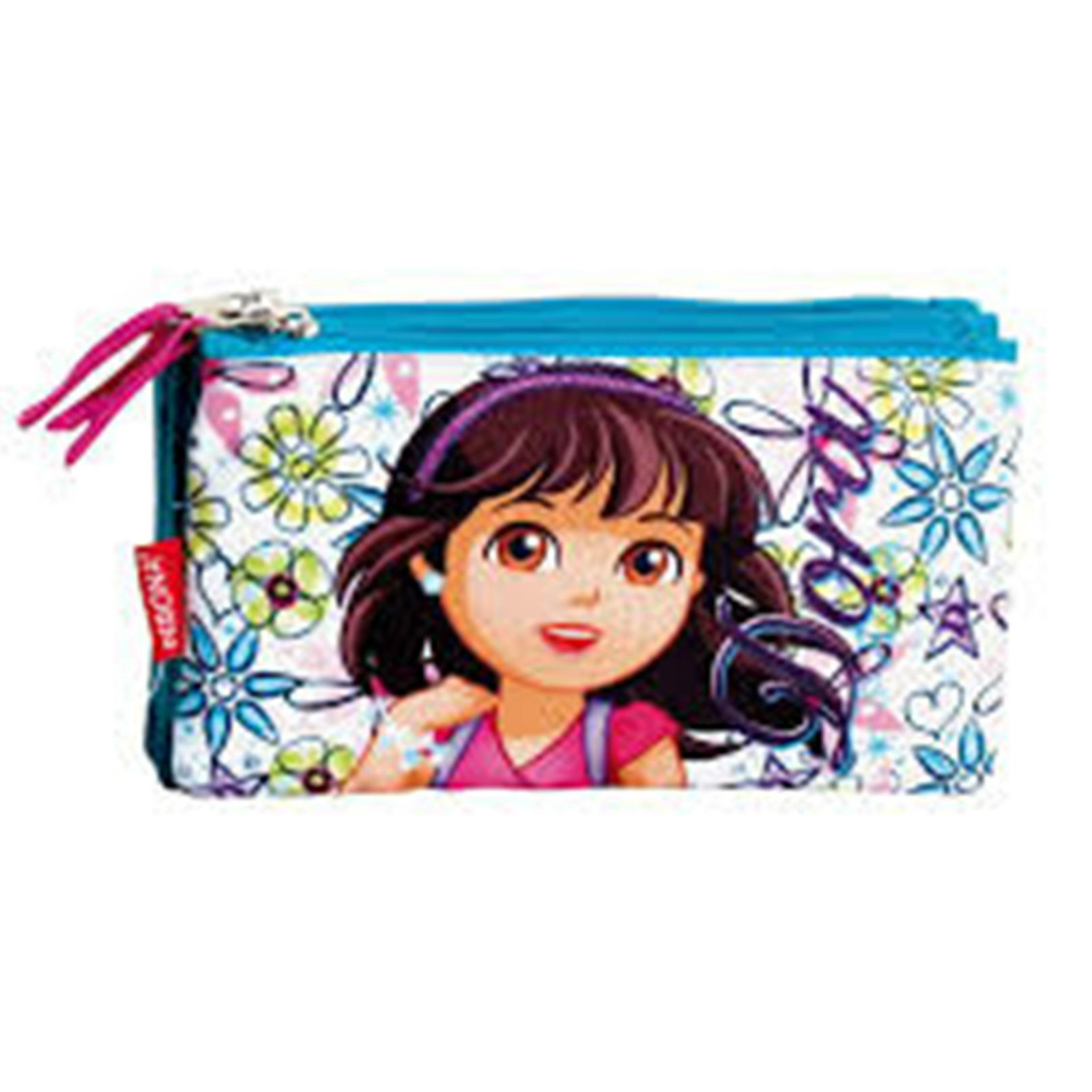 DORA and Friends(9442)-Triple Glitter Pencil Case 3 Zips-Size Approx:22x10x3.5cm