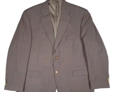 STAFFORD VTG TAUPE HOPSACK KHAKI WOOL 46 L SPORT COAT JACKET BLAZER GOLD BUTTON