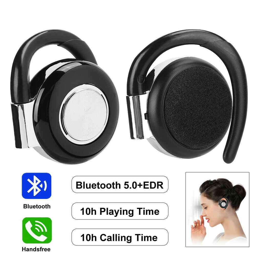 BT 5.0 Wireless Headphone Ear Hook Earbuds Stereo Dual Channel Headset Earphones