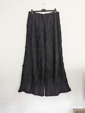 Lauren Vidal Black Trousers Size XXL Textured Wide Leg