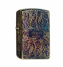 Zippo Arabesque Aurora Brass Limited Serial Number Oil Lighter Armor Case Japan
