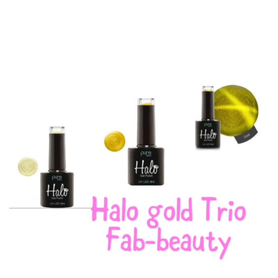 Halo Gel Polish-Pure Nails Golds, Gold Leaf, Courage, Cats Eye Gold (Trio  pack) UK