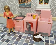 Half (1:24) Scale 1960 Sears Lady Kenmore Washer Dryer Sink for dollhouse