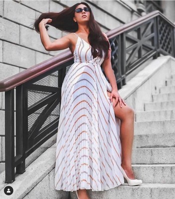 h&m pleated wrap dress