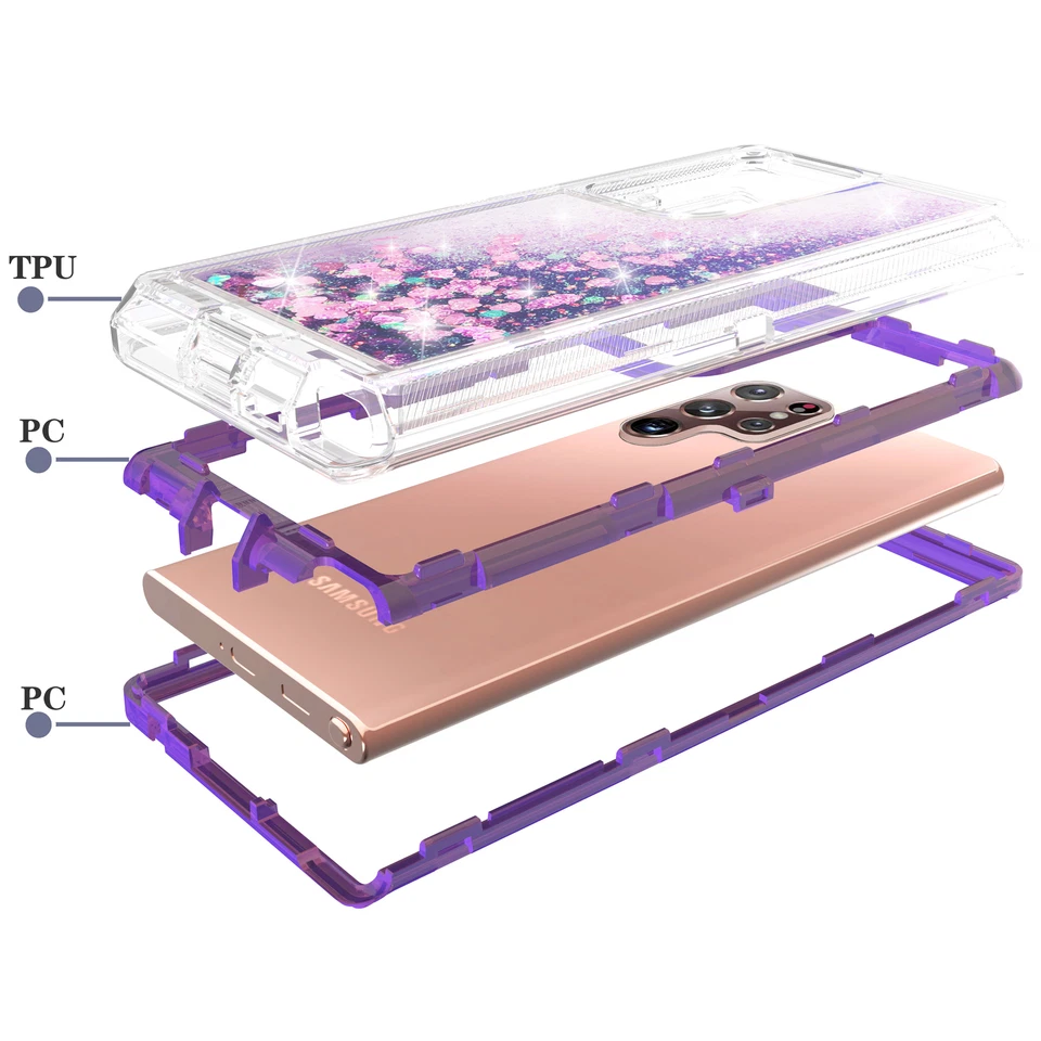 For Samsung Galaxy S23 Ultra S22Plus S21 S20 Note20 Defender Liquid Glitter Case - Image 3 of 4