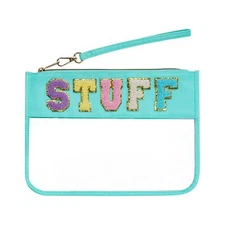 Chenille Letter Bag Clear Flat Pouches with Zipper Clear Makeup letter Bag Mu...