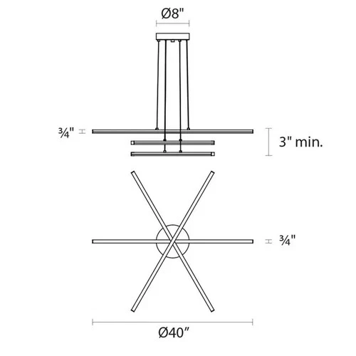 Sonneman 2763.16 Aluminum Stix 3-Arm LED Hanging Chandelier Pendant Light 2763 - Picture 6 of 6