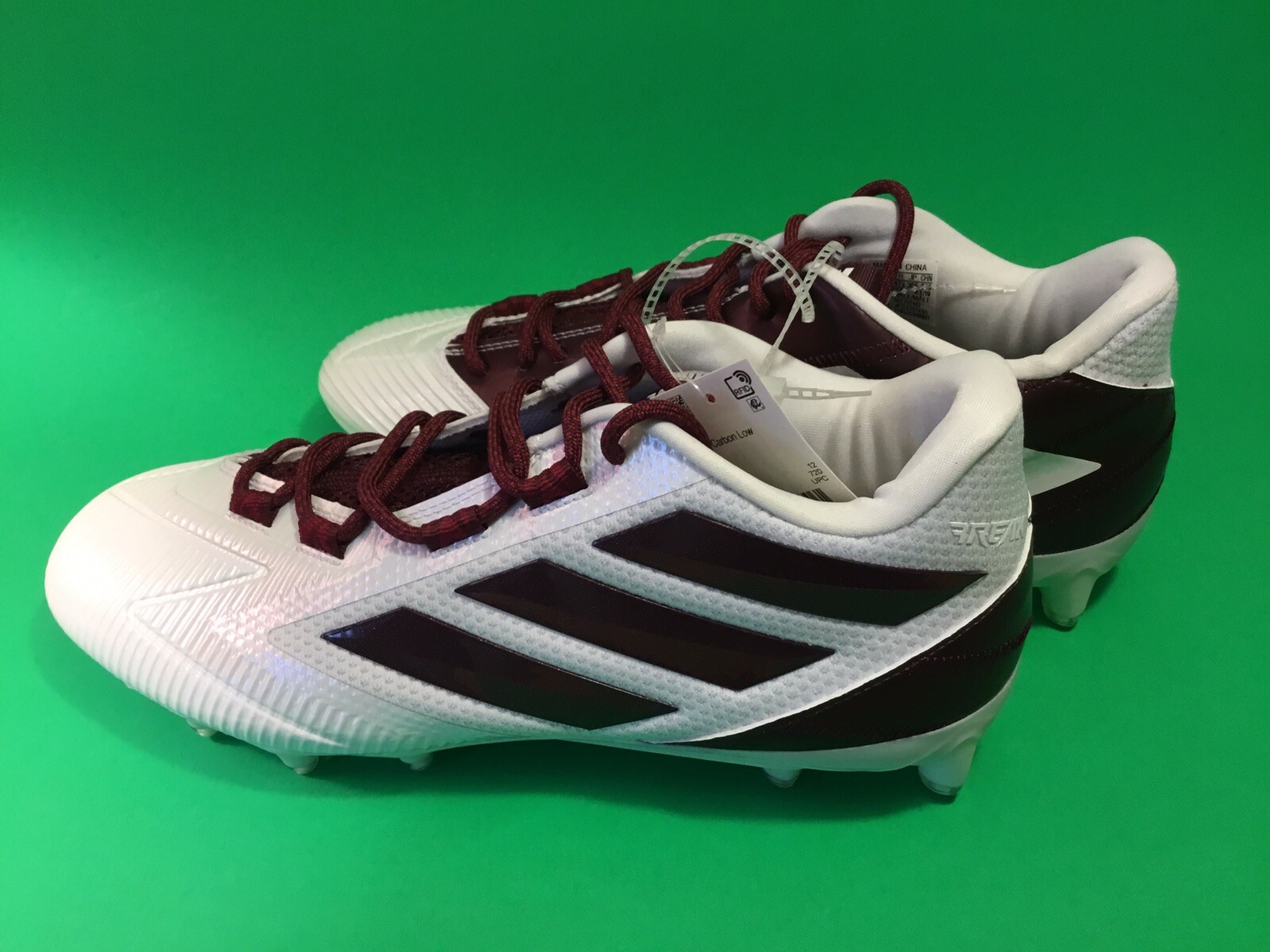 New ADIDAS FREAK CARBON LOW Men’s Football Cleats Size 12.5 White w/Dark Red thumbnail 12