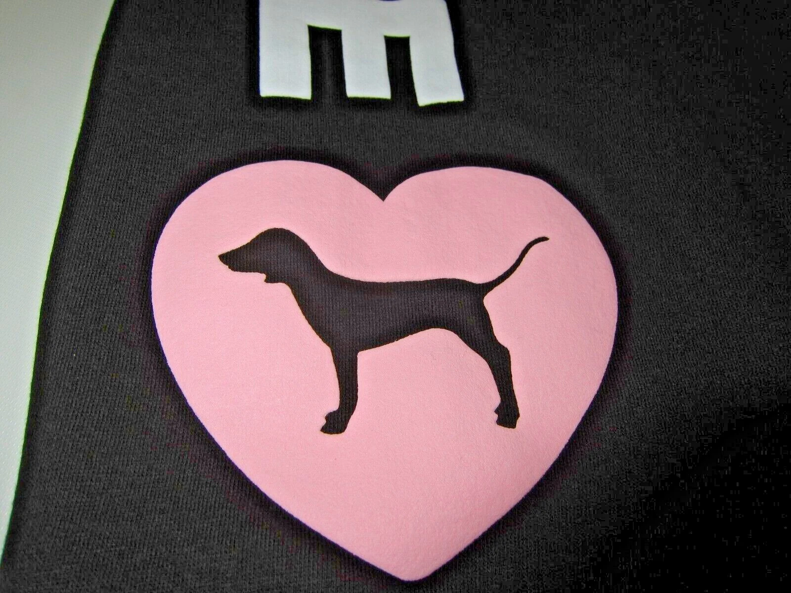 VALENTINO Victoria Secret rosa ORIGINALI NEON CUORE CANE PULLOVER FELPA CON CAPPUCCIO PANTALONI M L o XL SET