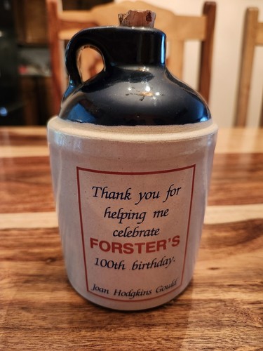 Forster Centennial 1887-1987, Crock Jug, Blue/Beige/Red, Cork Stopper, Vintage - Picture 3 of 9