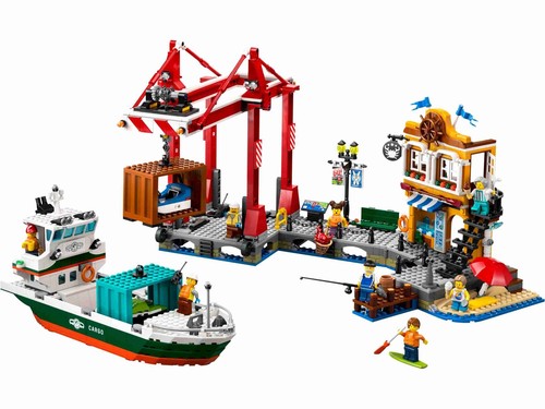LEGO 60422 City Hafen mit Frachtschiff, 8 Minifiguren mit Zubehör, Paddelboot, - Picture 2 of 10