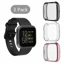 3 Pcs for Fitbit Versa 2 3 Screen Portector Soft TPU Case Full Body Cover Bumper