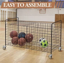 Storage Cart Basket Organizer Cage Metal Ball Garage Pool Gym Equipment MyGift