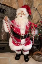 RAZ NIB 26" SANTA w/ Wreath Tinsel Bead Garland Christmas Figure Display Prop