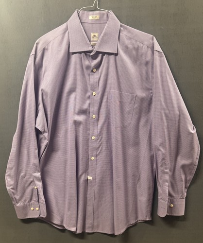Peter Millar Nanoluxe Purple Checked 100% Cotton Mens Dress Shirt EUC Size XL
