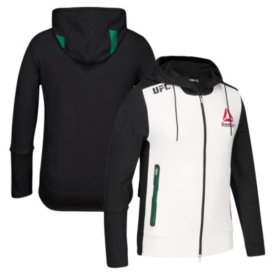 Reebok Official UFC Fight Kit BBG (White/Black/Green) Walkout Hoodie ...