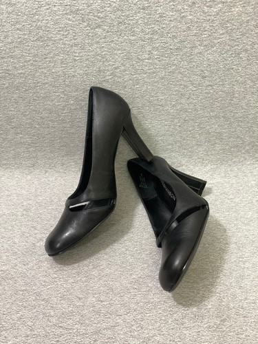 Hillard & Hanson Shoes Women's Size 6.5 Black Lucky Leather Slip-on Heels - Picture 5 of 11