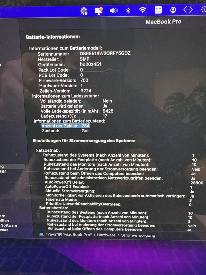 MacBook Pro 13" Retina 2015, 8GB RAM 128GB i5, macOS Monterey, Ladezyklen 284 - Bild 4 von 4