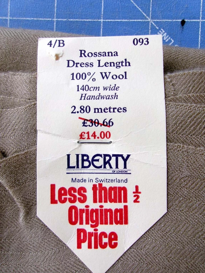 3 yd Liberty of London Fabric Dress WOOL Twill DAMAGED Worsted Taupe Tan Brown - Image 3 of 4
