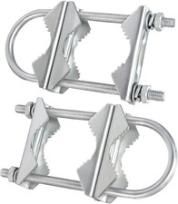 Double Antenna Mast Clamp Heavy Duty V-Jaw Bracket with U Bolts, Sturdy Mast to