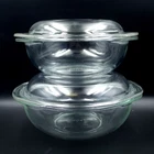 PYREX Casserole Dishes Clear Glass Round 023 024 With Lids Vintage